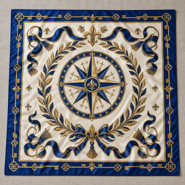 Compass & Laurel scarf laid flat