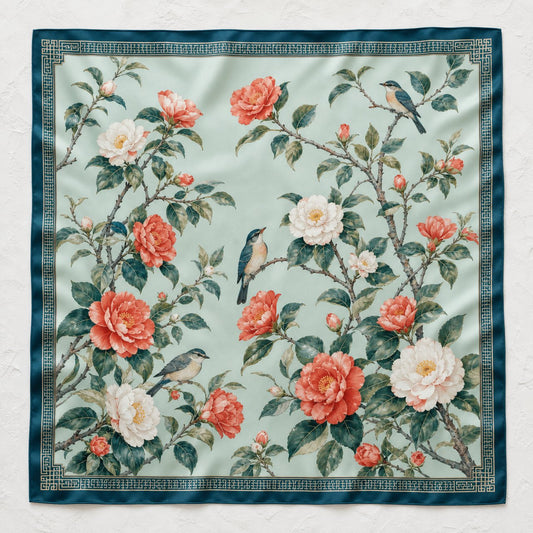 Camellia Songbirds Scarf, image 1