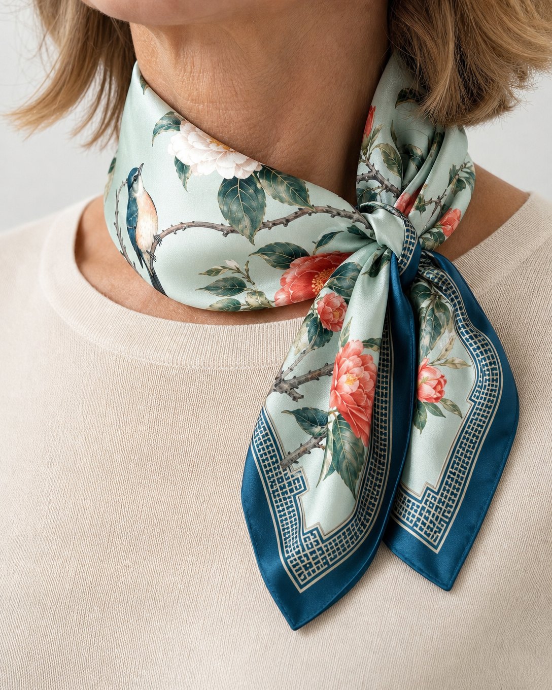 Camellia Songbirds Scarf, image 3