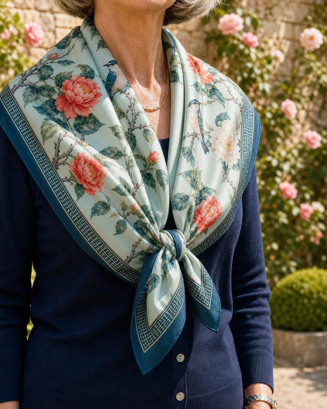 Camellia Songbirds Scarf, image 5