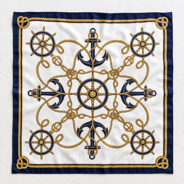 Rope & Anchor scarf laid flat
